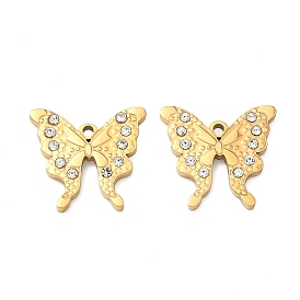 304 из нержавеющей стали горный хрусталь подвески, бабочки прелести, ионное покрытие (ip)