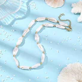 Colliers de perles de perles de keshi de perle baroque naturelle, colliers en laiton pour femmes