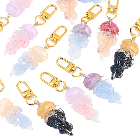 10pcs décorations suspendues en résine en forme de méduse, fermoirs alliage pivotantes