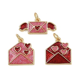 Латунь эмаль подвески, прелести любовного письма, стойки покрытие, без кадмия и без свинца, долговечный, реальный 18 k позолоченный