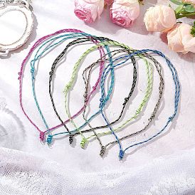 6Pcs 6 Colors Adjustable Polyester & Spandex Cord Necklace Making, with 304 Stainless Steel Jump Rings, Stainless Steel Color