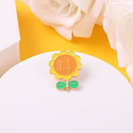 Cute Sunflower Cartoon Metal Brooch Pin for Clothes and Backpacks