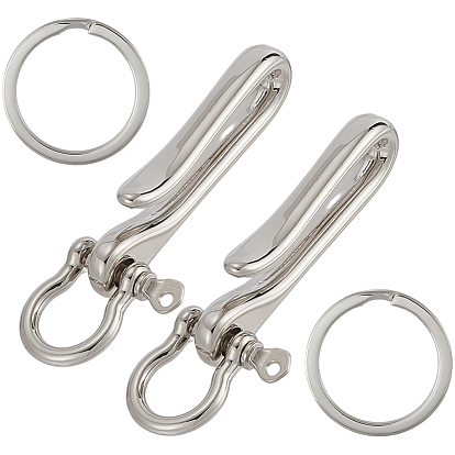 Тибетский стиль 2шт. латунные застежки-крючки, 2шт. застежки-скобы с D-образным кольцом из сплава, 2разрезные кольца для ключей из сплава