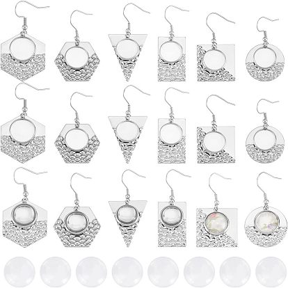 Наборы для самостоятельного изготовления геометрических сережек-подвесок, включая 304 крючки для серег из нержавеющей стали с настройками, Кабошоны из стекла