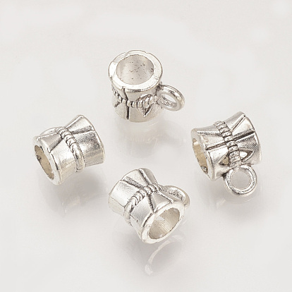 Tibetan Style Alloy Tube Bails, Loop Bails, Bail Beads, Cadmium Free & Lead Free