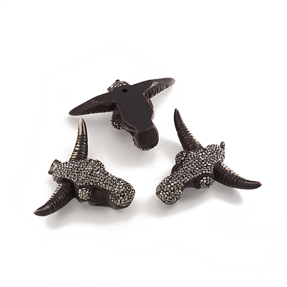 Большие кулоны из смолы , со стразами из полимерной глины и латуни, корова