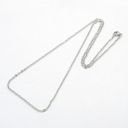Unisex Classic Plain 304 Stainless Steel Mens Womens Necklaces, Cable Chain Necklaces, with Lobster Claw Clasps