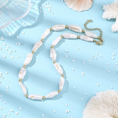Colliers de perles de perles de keshi de perle baroque naturelle, colliers en laiton pour femmes