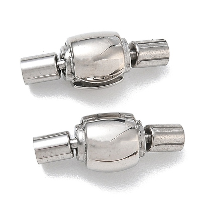 304 Stainless Steel European Clasps with Cord Ends, Oval