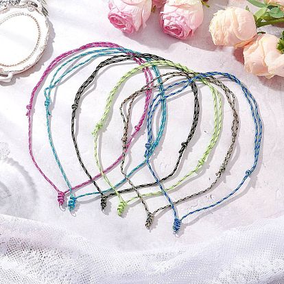 6 шт. 6 цвета регулируемые полиэстер и спандекс шнур изготовление ожерелий, с 304 кольцами из нержавеющей стали, цвет нержавеющей стали