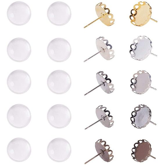 Diy Ohrringschmuck, mit transparenten Glascabochons und Messing-Ohrstecker