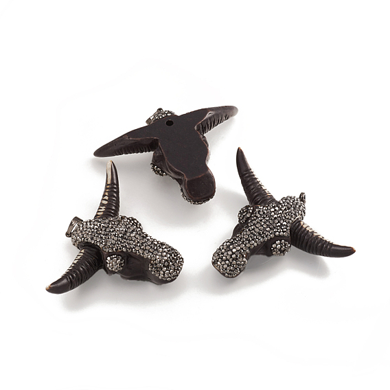 Большие кулоны из смолы , со стразами из полимерной глины и латуни, корова