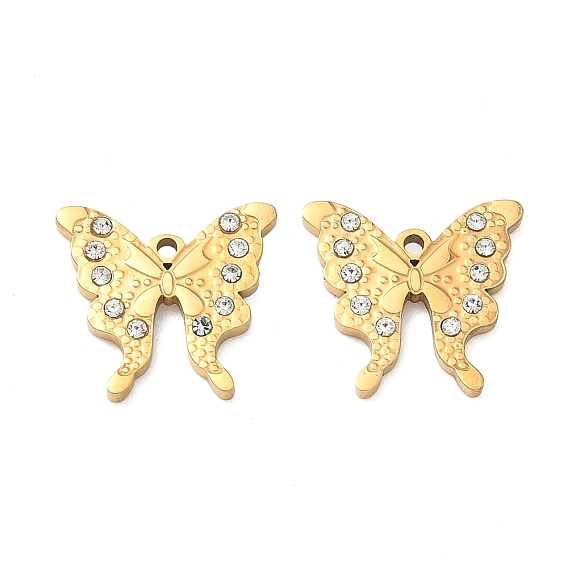 304 из нержавеющей стали горный хрусталь подвески, бабочки прелести, ионное покрытие (ip)