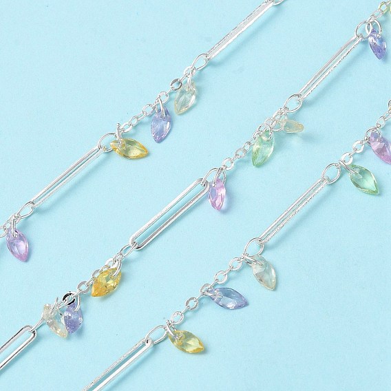 Латунные овальные звенья цепи, со стеклянными цепочками из конских глаз, несварные, с катушкой