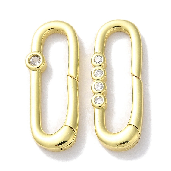 Застежки из латуни с микропаве и цирконием, покрытые стойкой, долговечный, без свинца и без кадмия, овальные