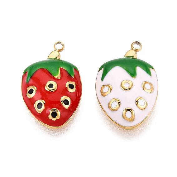 304 нержавеющей стальной эмали подвески, клубника, ионное покрытие (ip), реальный 18 k позолоченный