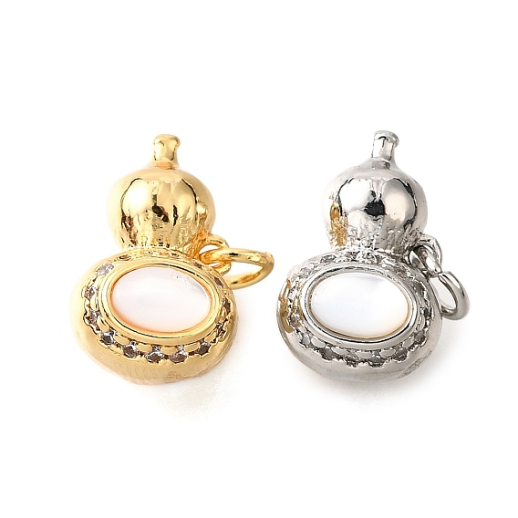 Подвески в форме ракушек из латуни с микропаве и кубическим цирконием, с целью перехода в кольце, без кадмия, без никеля и без свинца, Горлянка