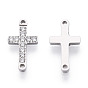 316 colgantes de conector de zirconia cúbica transparente de acero inoxidable quirúrgico, vínculos cruzados de religión
