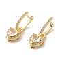 Rack Plating Brass Micro Pave Cubic Zirconia Dangle Hoop Earrings, Heart