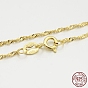 925 Sterling Silver Singapore Chain Necklaces, Water Wave Chain Necklaces, with Spring Ring Clasps