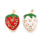 304 нержавеющей стальной эмали подвески, клубника, ионное покрытие (ip), реальный 18 k позолоченный