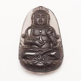 Pendentifs en obsidienne naturelle sculptés, Bouddha