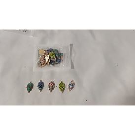 25Pcs 5 Styles Cinco de Mayo Sugar Skull Alloy Enamel Connector Charms, Light Gold