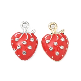 Подвески из эмали и сплава, клубника прелести, uv покрытие, со стразами