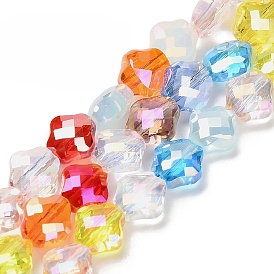 Гальванические стеклянные бусины, клевер, граненые