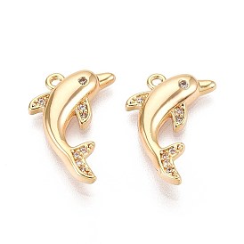 Латунные микро проложить кубического циркония подвески, дельфин, без никеля 
