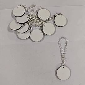Pendentif rond et plat en MDF avec chaîne en fer et transfert thermique, avec alliage homard fermoirs pince