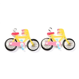 Resin Pendants, with Platinum Iron Loop, Bicycle