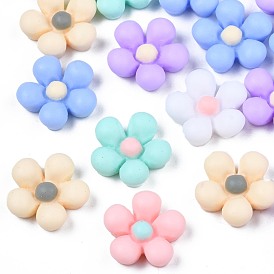 Opaque Resin Cabochons, Rubberized Style, Flower