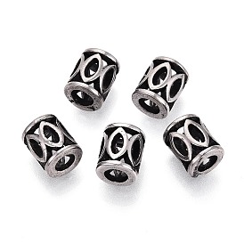 304 бусины европейского стиля из нержавеющей стали с крупными отверстиями, колонна с конским глазом