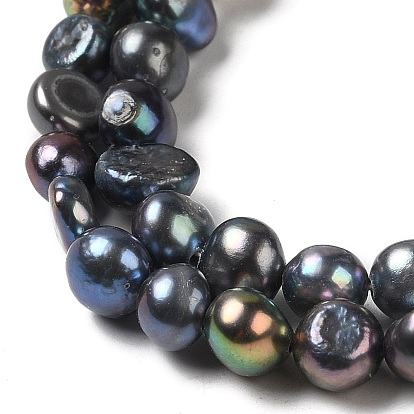 Natural Cultured Freshwater Pearl Beads Strands, Two Sides Polished, Grade 3A, Dyed