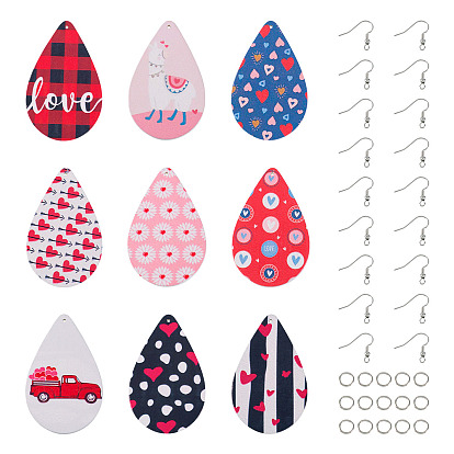 Наборы для изготовления сережек ко Дню святого Валентина своими руками, включая большие подвески из каплевидного дерева, медные крючки и кольца для сережек