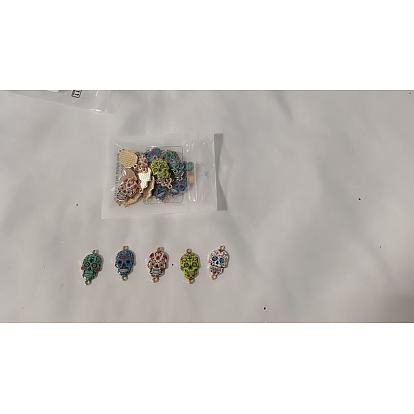 25Pcs 5 Styles Cinco de Mayo Sugar Skull Alloy Enamel Connector Charms, Light Gold