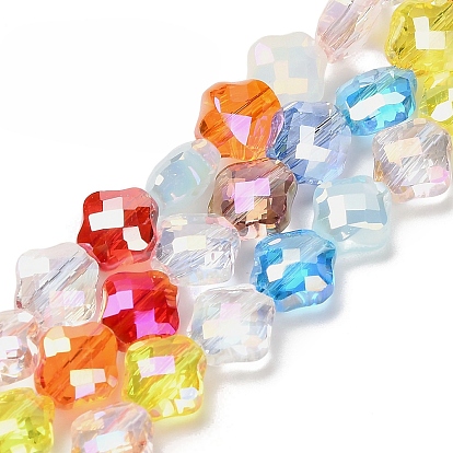 Гальванические стеклянные бусины, клевер, граненые