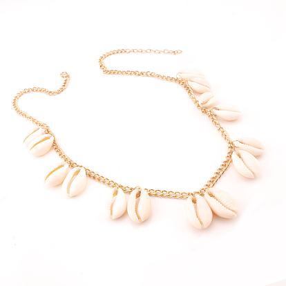 Spiral Shell Pendant Necklace, with Iron Chain, 20"