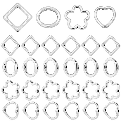 160 шт. 4 стили тибетского стиля оправа из бисера из сплава, без свинца и без кадмия, платина