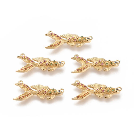 Латунные микро проложить кубического циркония подвески, долговечный, золотая рыбка, красочный