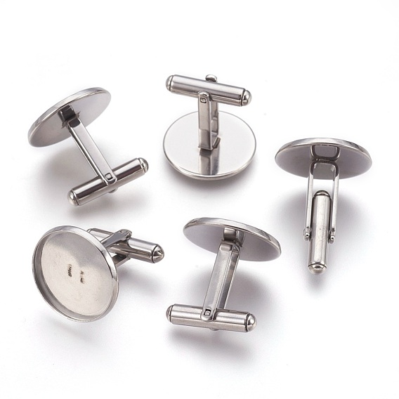 Flat Round Stainless Steel Cuffinks