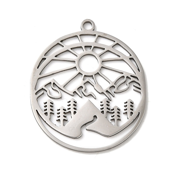 201 подвески из нержавеющей стали, плоские круглые с солнцем