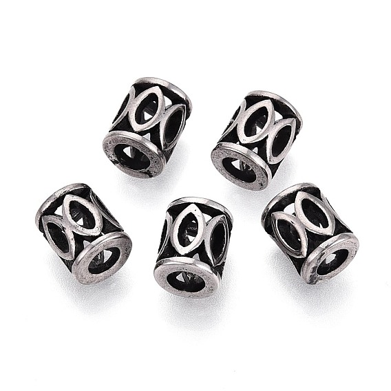 304 бусины европейского стиля из нержавеющей стали с крупными отверстиями, колонна с конским глазом