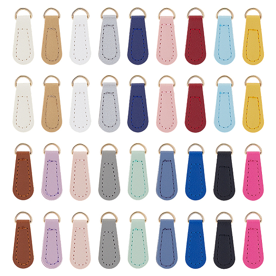 36Pcs 18 Styles PU Leather Zipper Pull Tabs