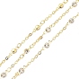 Brass & Rhinestone Link Chain, with Spool, Long-Lasting Plated, Soldered