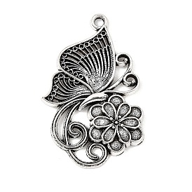 Tibetan Style Alloy Pendants, Butterfly & Flower Charms