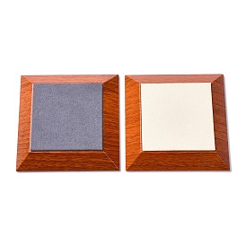 Square Wood Pesentation Jewelry Bracelets Display Tray, Covered with Microfiber, Coin Stone Organizer