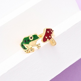 Манжеты с латунной эмалью, лягушка с грибом