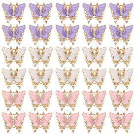 30шт 3 цветной эмалевый сплав подвески разъема, звенья бабочки с хрустальными стразами, золотой свет